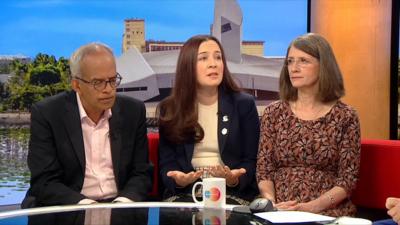 Alice Figueiredo's stepfather, sister and mother sat on the BBC Breakfast sofa
