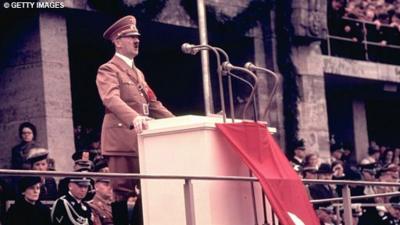 Adolf Hitler gives a speech