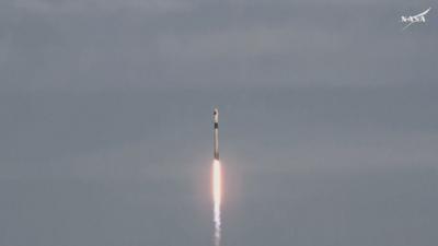 Spacecraft is headed into space after takeoff.