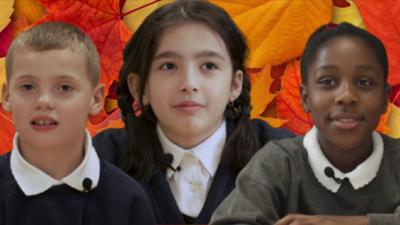 children on an autumnal background