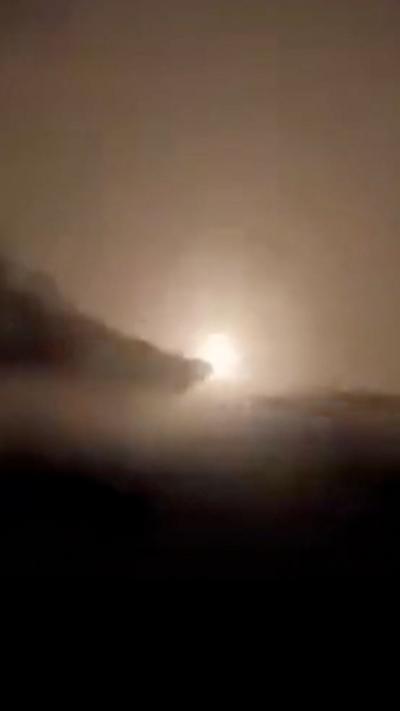 A missile flies into the distance