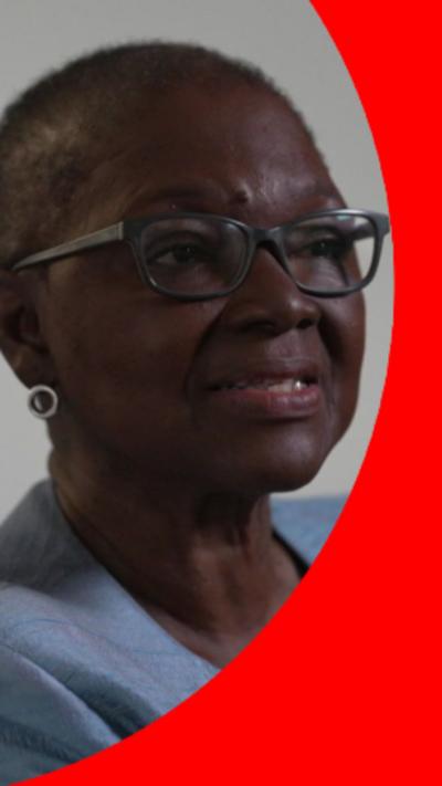 Baroness Amos speaking during interview, looking to the right