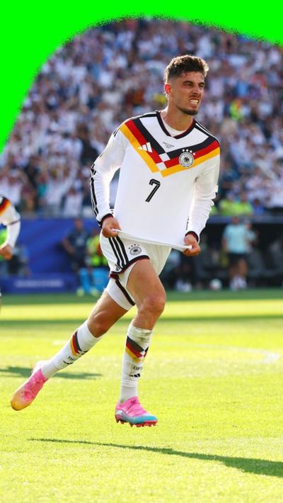 Kai Havertz after getting the equaliser and celebrating   
