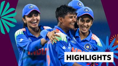 Indian women's team celebrate win over Pakistan