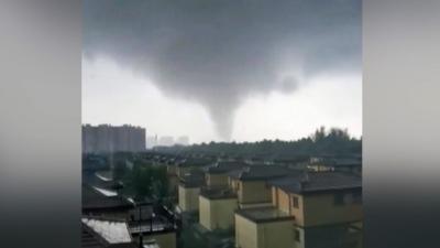 Tornado funnel in the distance