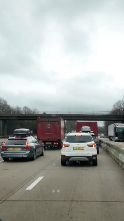 Traffic queuing in Operation Brock.