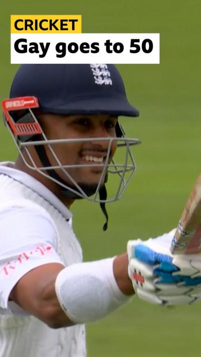Emilio Gay celebrates hitting a half century