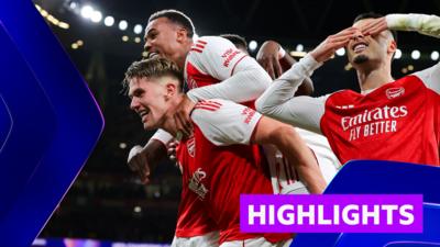 Arsenal celebrate against Atletico Madrid