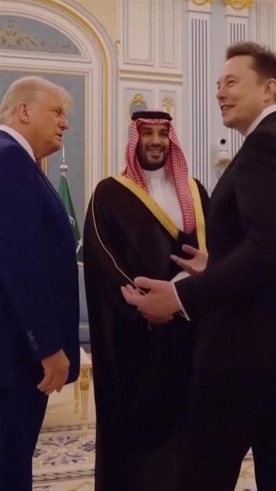 Elon Musk speaking to Donald Trump and Mohammed bin Salman