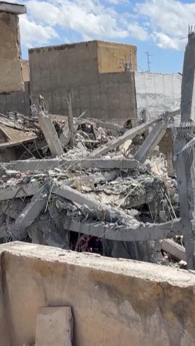 A destroyed building in Tehran 