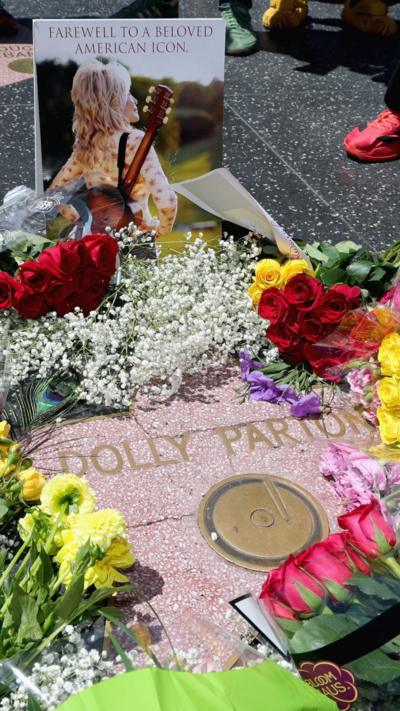 Flowers at Dolly Parton's Hollywood Walk of Fame star