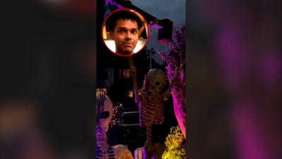 Jamal Clayton and his Halloween themed yard display