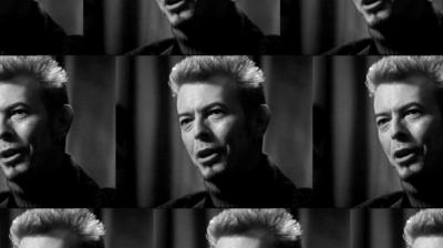 Images of David Bowie speaking in the interview