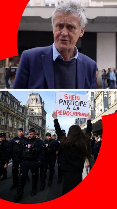 Hugh Schofield and protesters