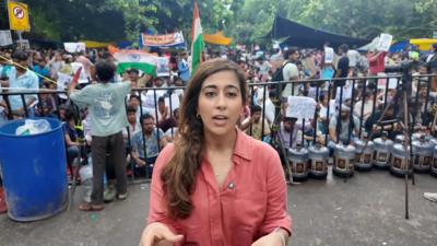 Azadeh Moshiri at protest site in Delhi