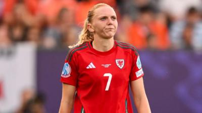 Ceri Holland during Wales' defeat to the Netherlands