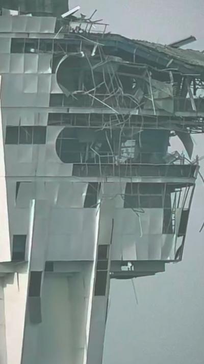 Damaged maritime control tower