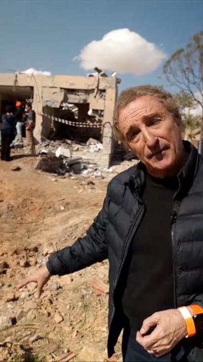 Seb Usher at the scene of a strike in Dimona, Israel 