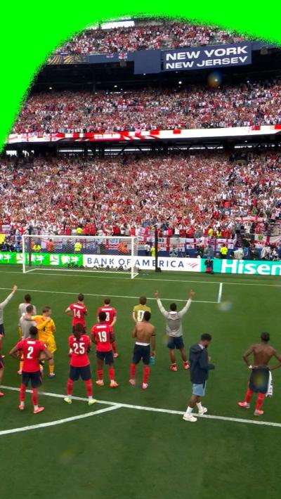The england team and fans singing Oasis song Wonderwall