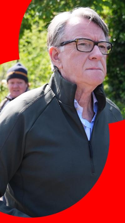 Lord Peter Mandelson walking