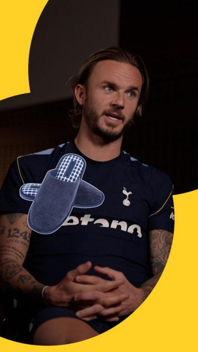 James Maddison and a pair of slippers