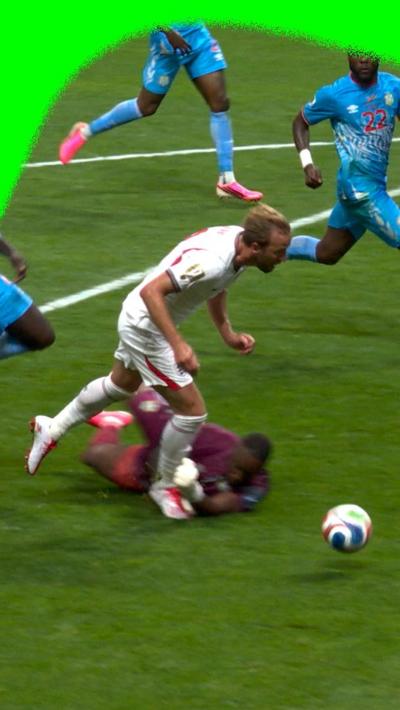 Harry Kane makes contact with DR Congo goalkeeper