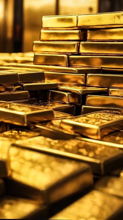 Piles of gleaming old bars