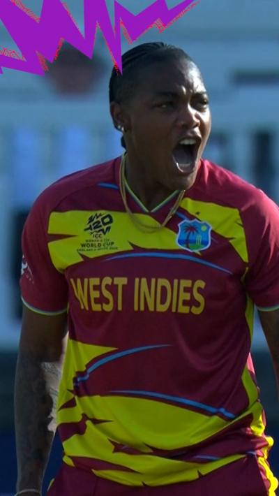 Chinelle Henry reacts to a wicket