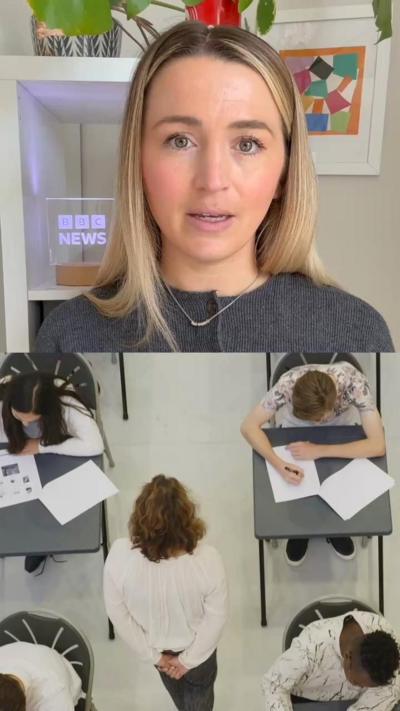 BBC reporter Lucy Woodham - a woman with long blond hair