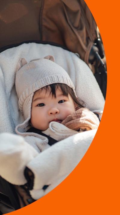 A baby in a pram