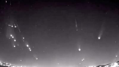 Video showing missiles fired over Israel