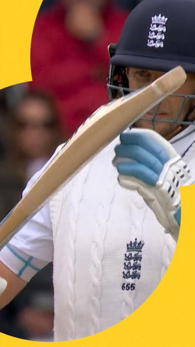 Joe Root reviewing his wicket 