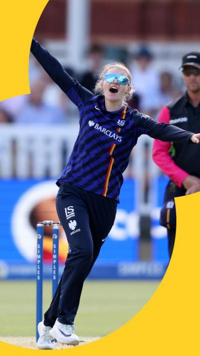 Charlie Dean celebrates after taking a wicket