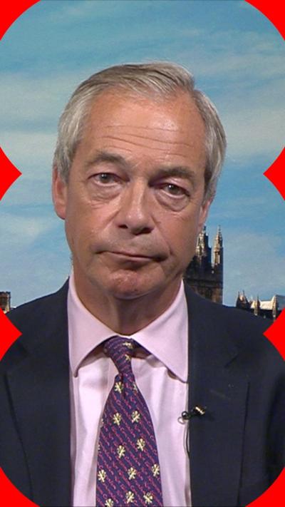 Nigel Farage wearing a purple tie