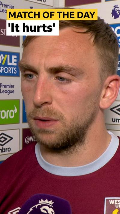 Jarrod Bowen reacts to West Ham's relegation in a post-match interview with BBC Sport.