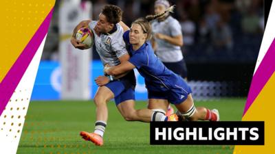 Alyssa D'Inca of Italy breaks with the ball is tackled by Lea Champon of France