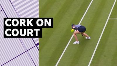 Ball girl removes cork from court at Wimbledon