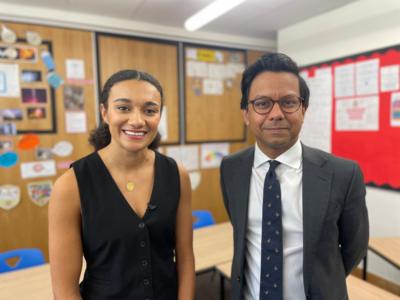 Nina stands next to online safety minister, Kanishka Narayan MP