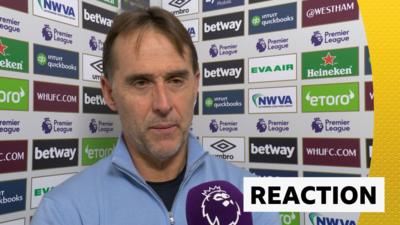 Julen Lopetegui reacts to West Ham loss to Arsenal.