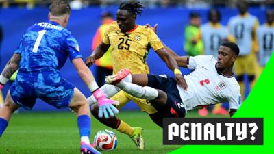 England's Ezri Konsa challeneges Ghana's Prince Adu