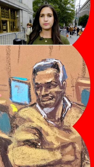 Correspondent in US and a court sketch of Diddy.