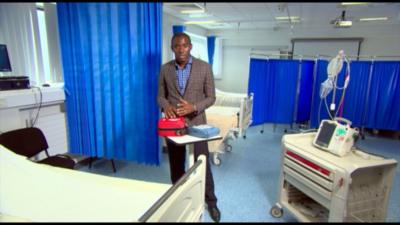 Fabrice Muamba in a hospital room.
