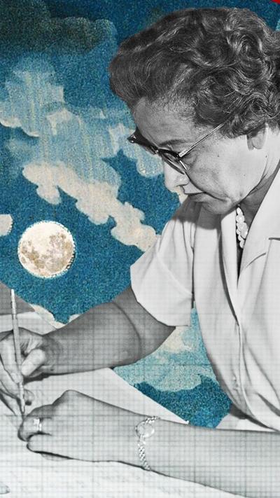 Katherine Johnson writing on paper