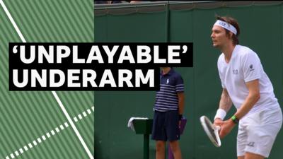 Alexander Bublik hits underarm serve