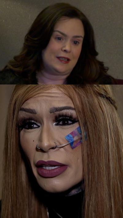 Two woman in split screen interview