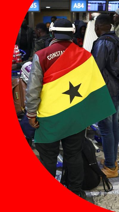 A man holding a Ghanaian flag