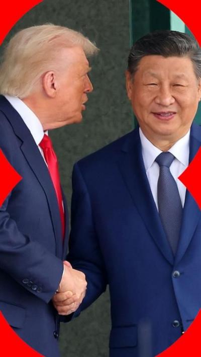 President Trump shaking hands with President Xi
