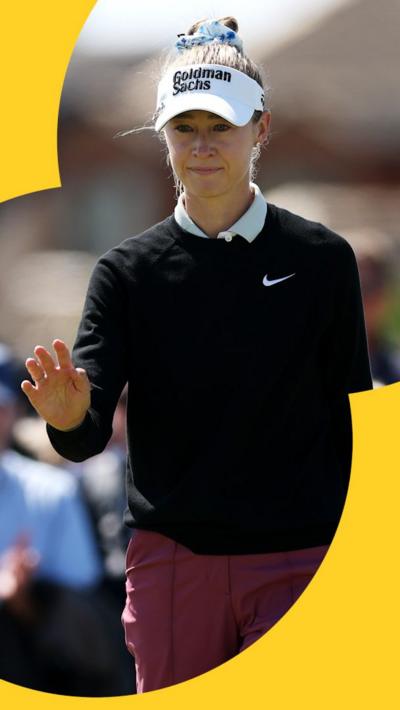 Nelly Korda after putting the ball