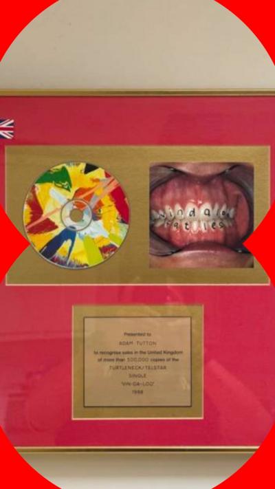 A gold disc on a wall of England’s ‘Vinadaloo’ song