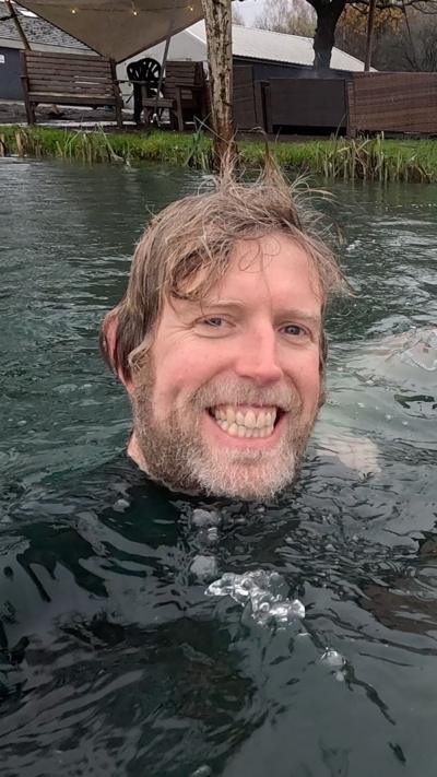 Man cold water swimming